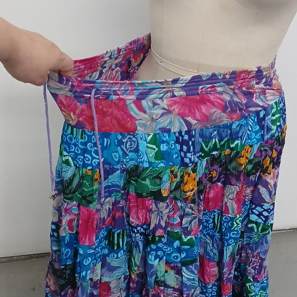 Vintage Sunbelt Sportswear Drawstring Floral Patterned Skirt / One Size